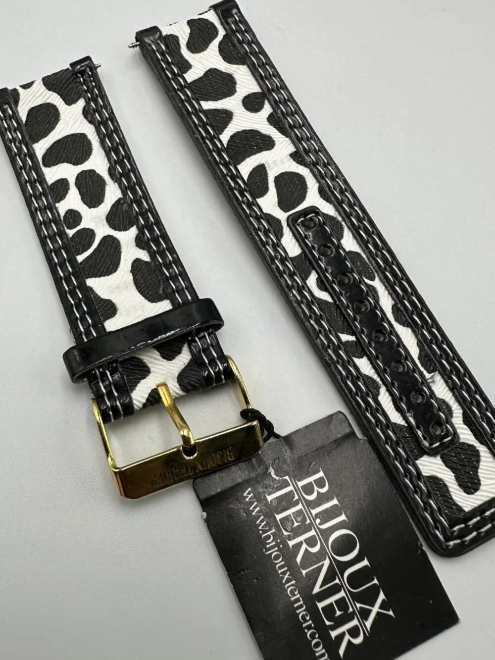 Bijoux Tierner Womens Watch Replacement Band 24MM Animal Print Black White